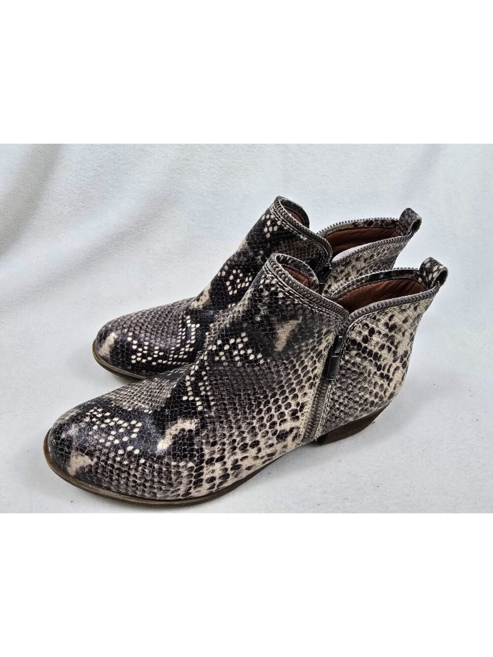 Lucky Brand Womens Size 10 Bartalino Snake Print Ankle Boots Zipper Closure